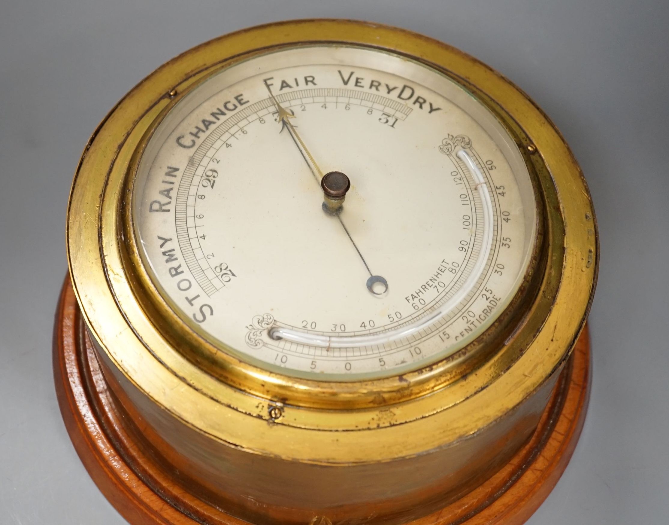 A 19th century bulkhead barometer - 25cm diameter